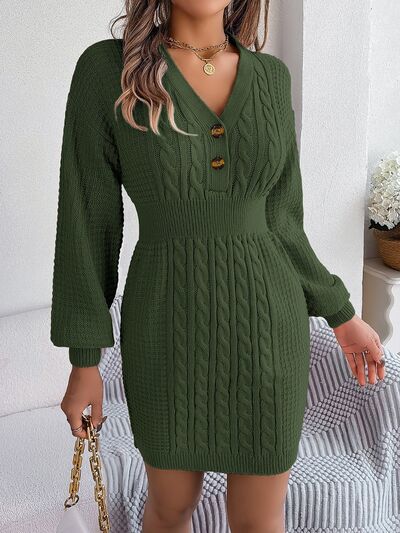 V-Neck Sweater Dress