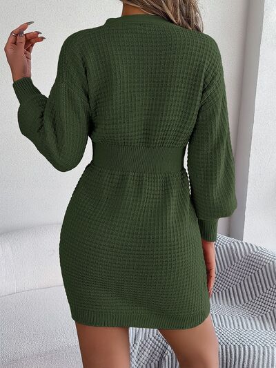 V-Neck Sweater Dress