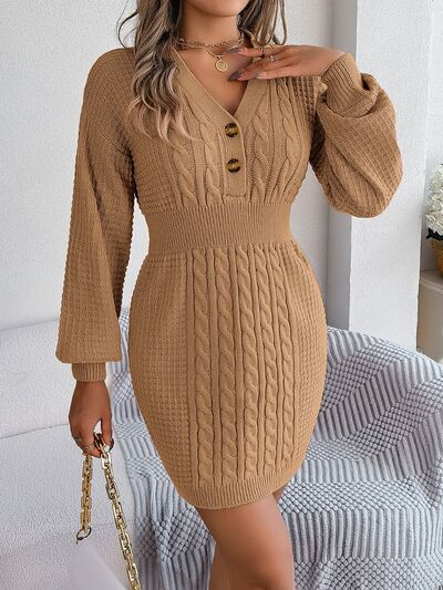 V-Neck Sweater Dress