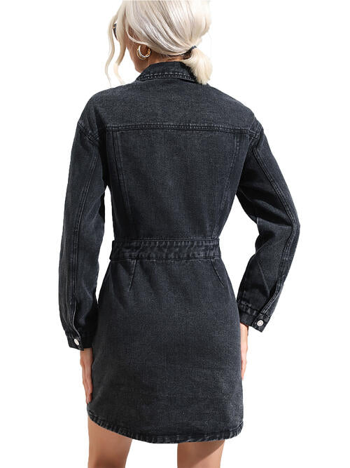 Collared Denim Mini Dress