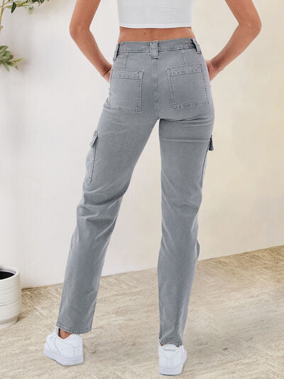 Straight Leg Cargo Jeans