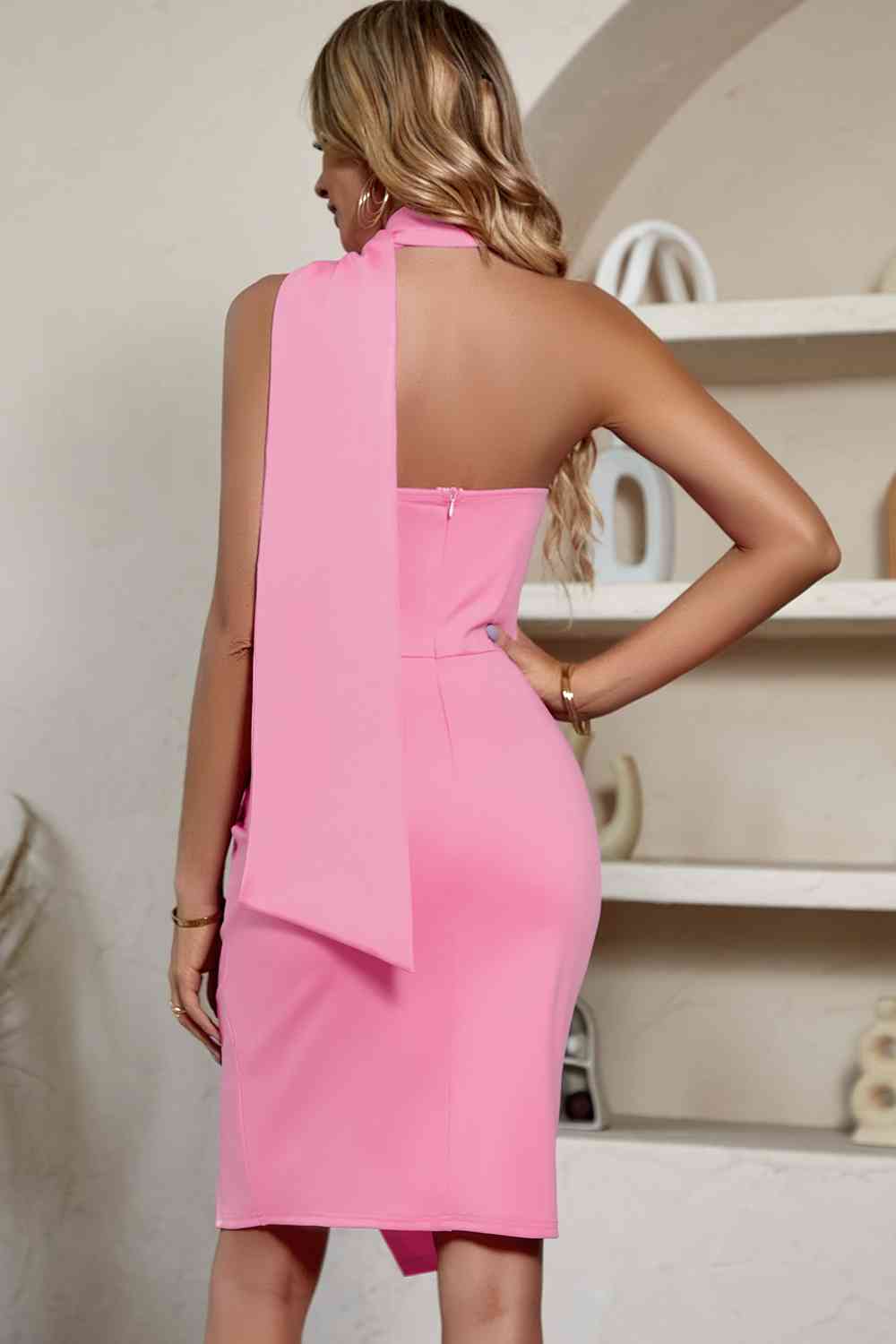 Cold Shoulder Back Zipper Dress