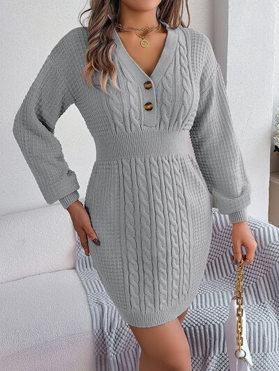 V-Neck Sweater Dress