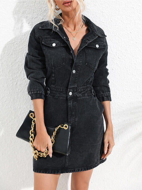 Collared Denim Mini Dress