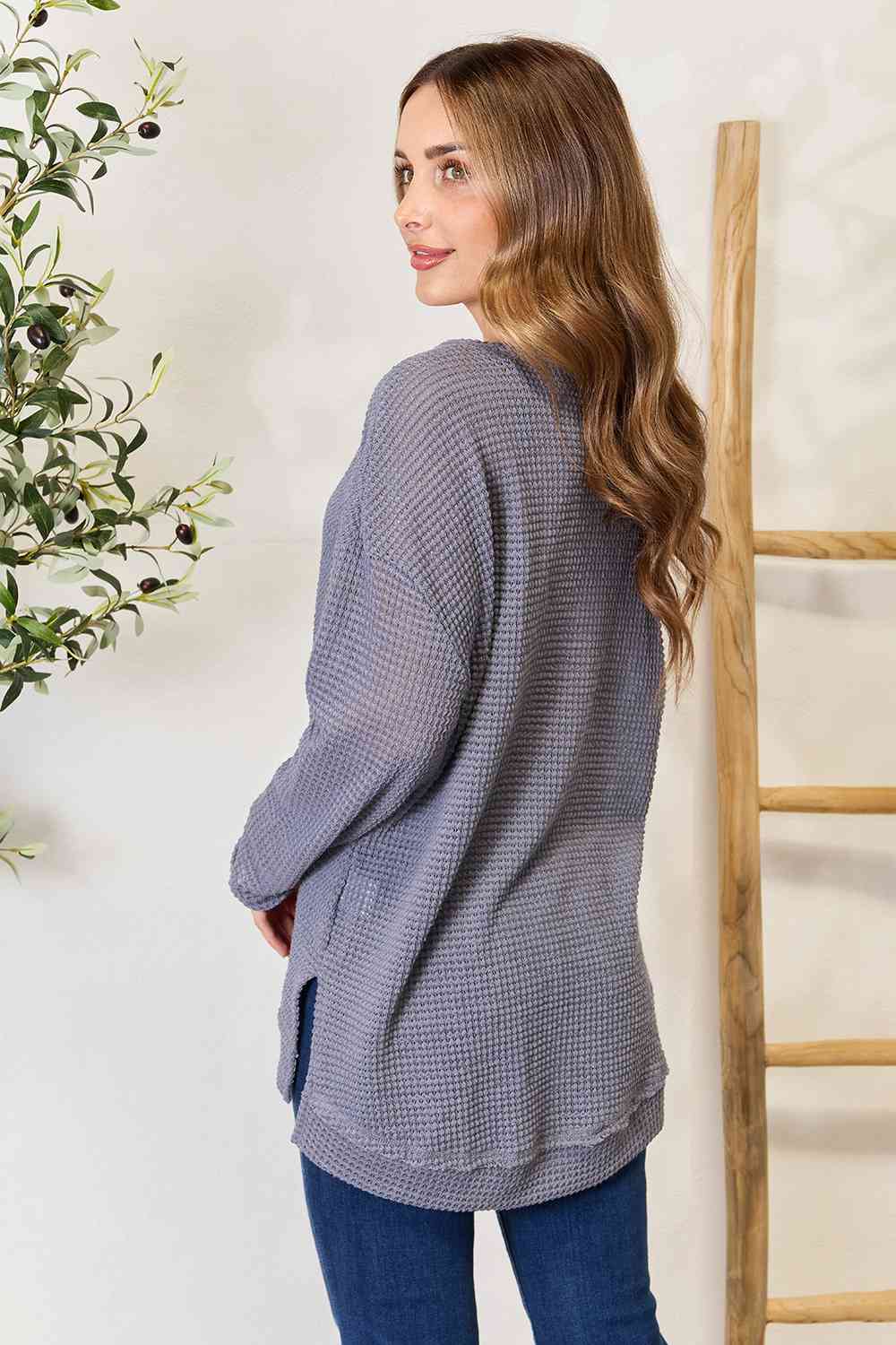 Not Basic Bae Waffle-Knit Sweatshirt