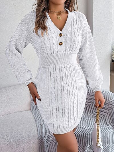 V-Neck Sweater Dress