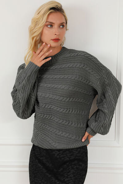 Cable-Knit Dropped Shoulder Sweater
