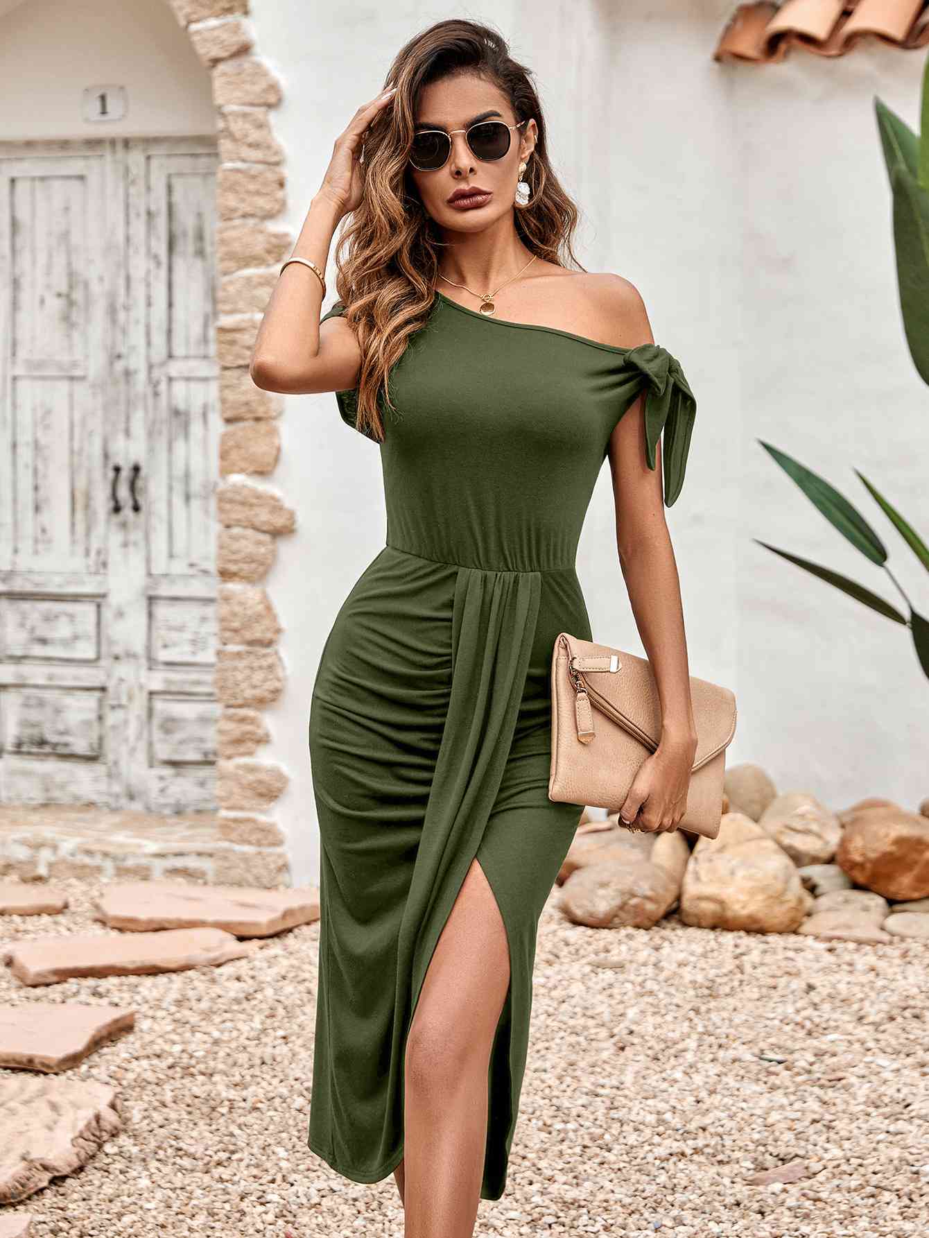 Classy Front Slit Midi Dress
