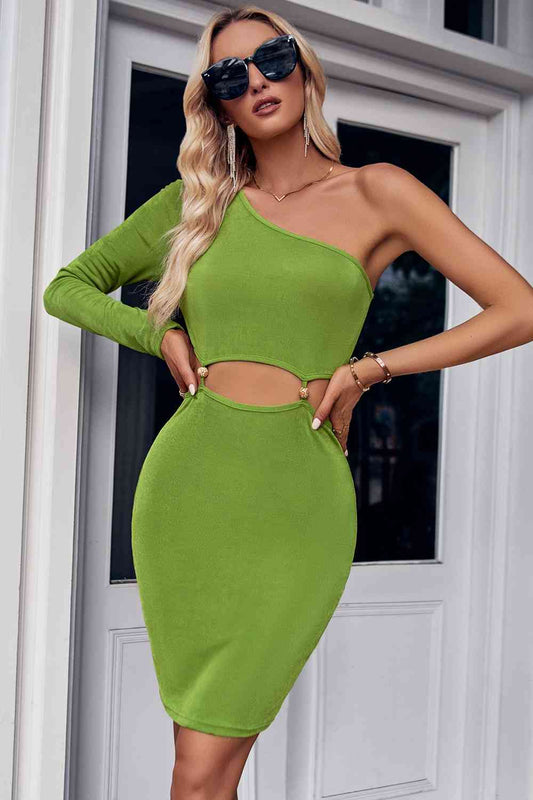Cut It Out One Shoulder Dress
