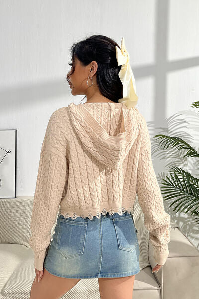 Cable-Knit Hooded Sweater