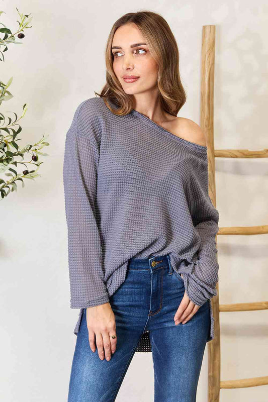 Not Basic Bae Waffle-Knit Sweatshirt