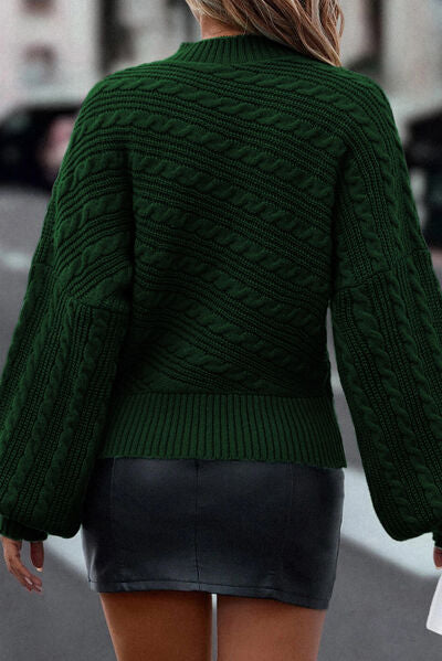 Cable-Knit Dropped Shoulder Sweater