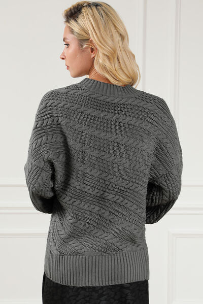Cable-Knit Dropped Shoulder Sweater