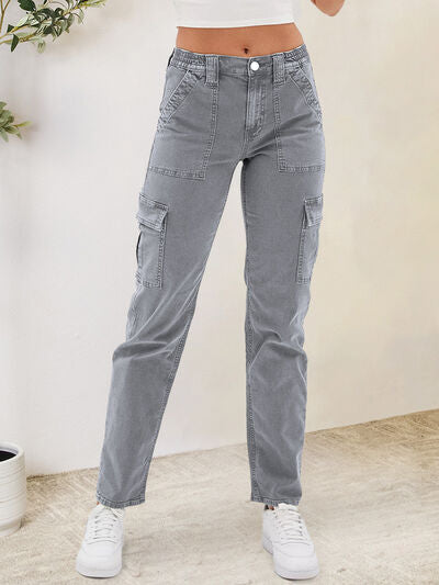 Straight Leg Cargo Jeans